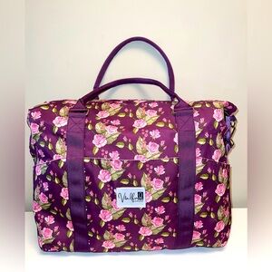 Vitalfinds Purple Floral Travel Weekend Bag